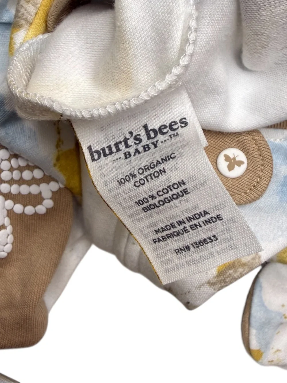 Burt's Bees Baby Moon & Stars Footed Zip Romper 3-6 Months